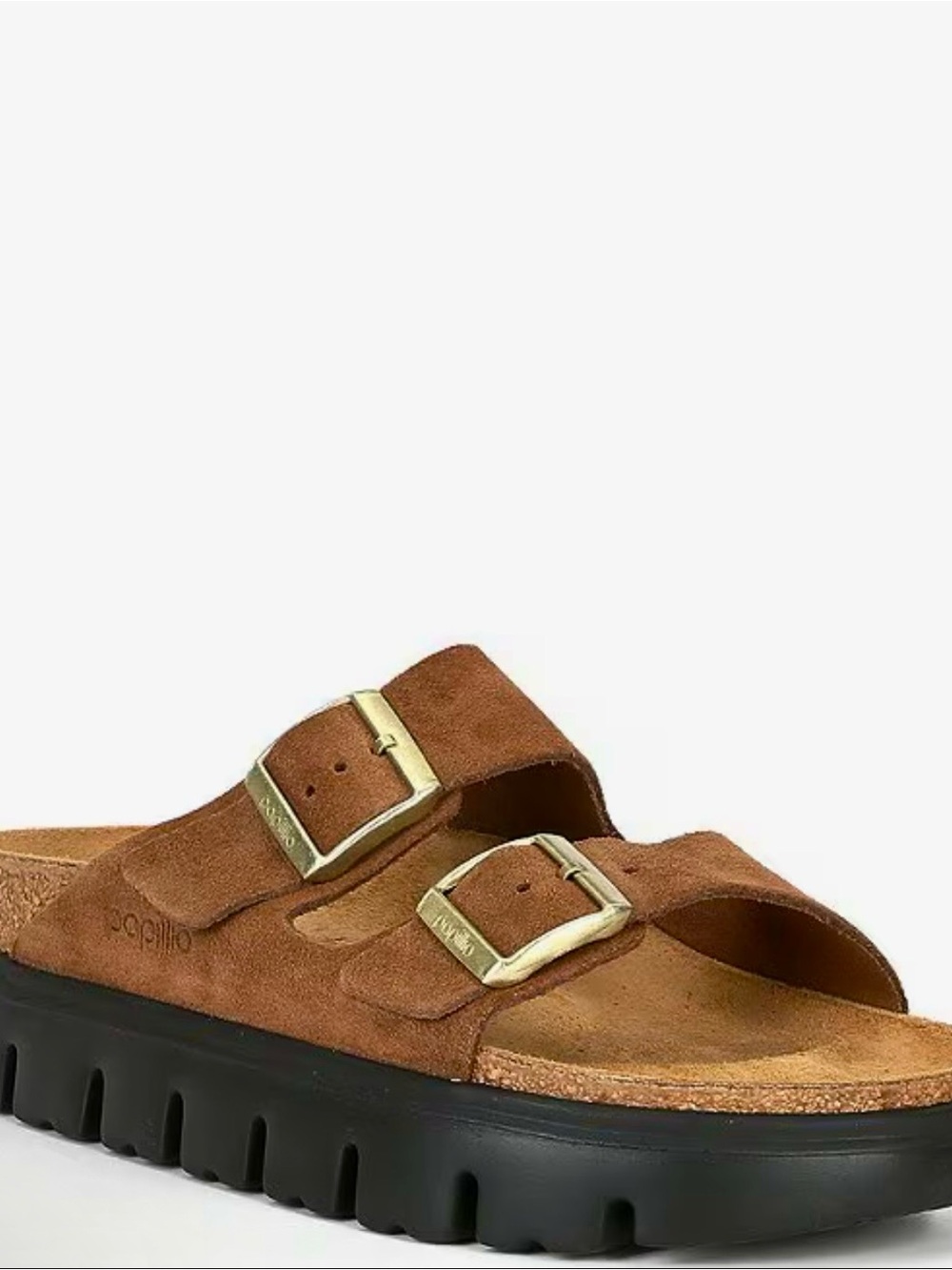 Birkenstock Tan Suede Double-Buckle Platform Sandals